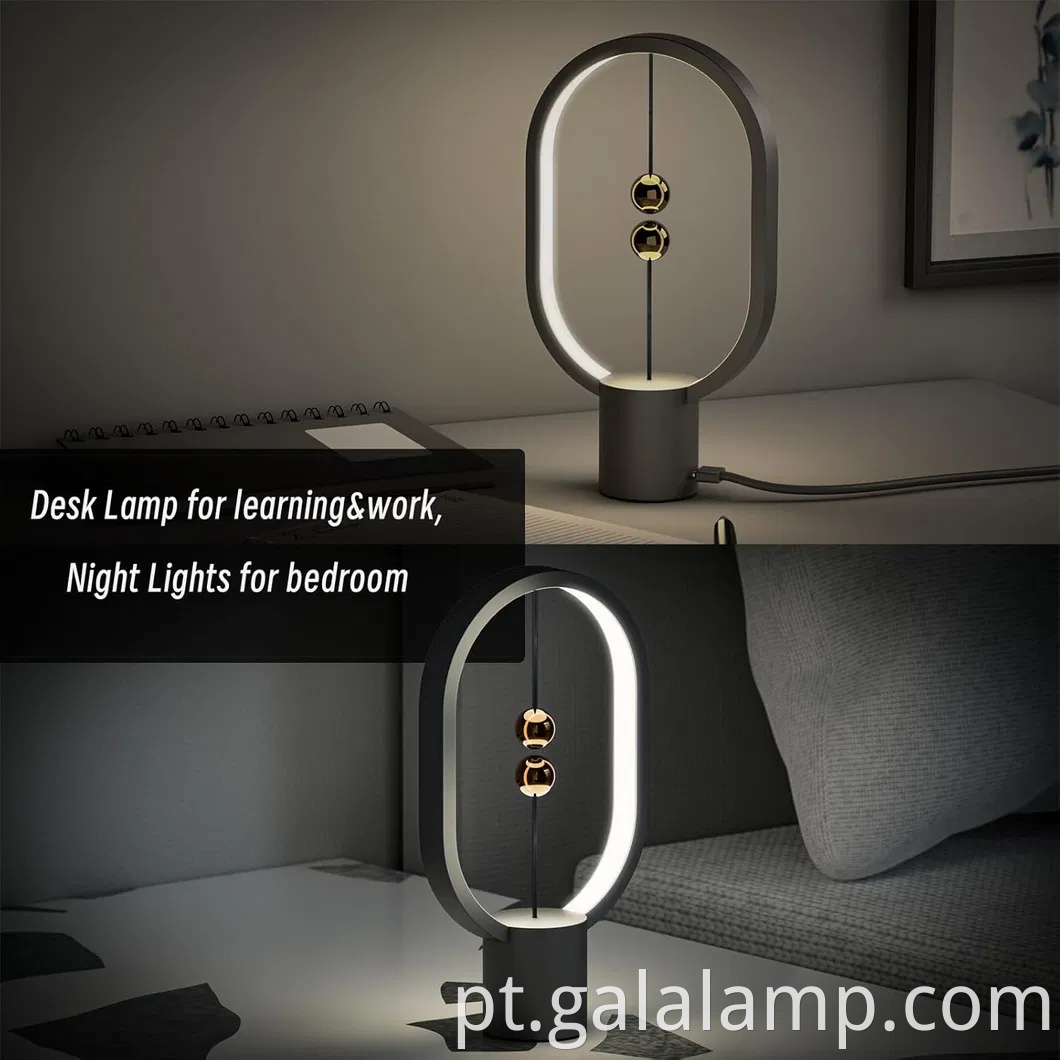 Lâmpada de mesa LED de balanço de Heng com design inovador no meio do ar